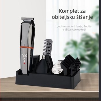 Električni kliper s digitalnim zaslonom, vodootporan za cijelo tijelo, 6-u-1 set, bezčetkasti motor, oštrice od nehrđajućeg čelika, punjivi, odvojiva i periva glava za rezanje