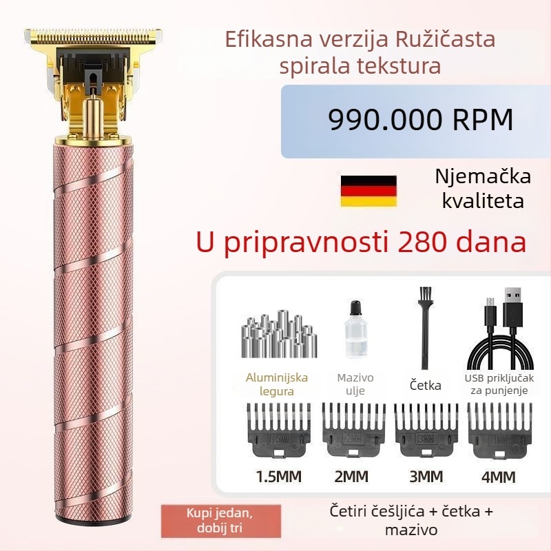 Punjaivi mašina za šišanje kose, motor bez četkica, oštrice od nehrđajućeg čelika, čišćenje četkom