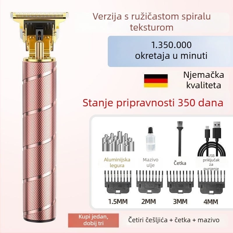 Punjaivi mašina za šišanje kose, motor bez četkica, oštrice od nehrđajućeg čelika, čišćenje četkom