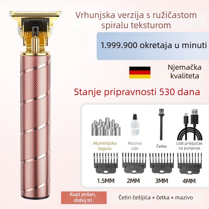 Punjaivi mašina za šišanje kose, motor bez četkica, oštrice od nehrđajućeg čelika, čišćenje četkom