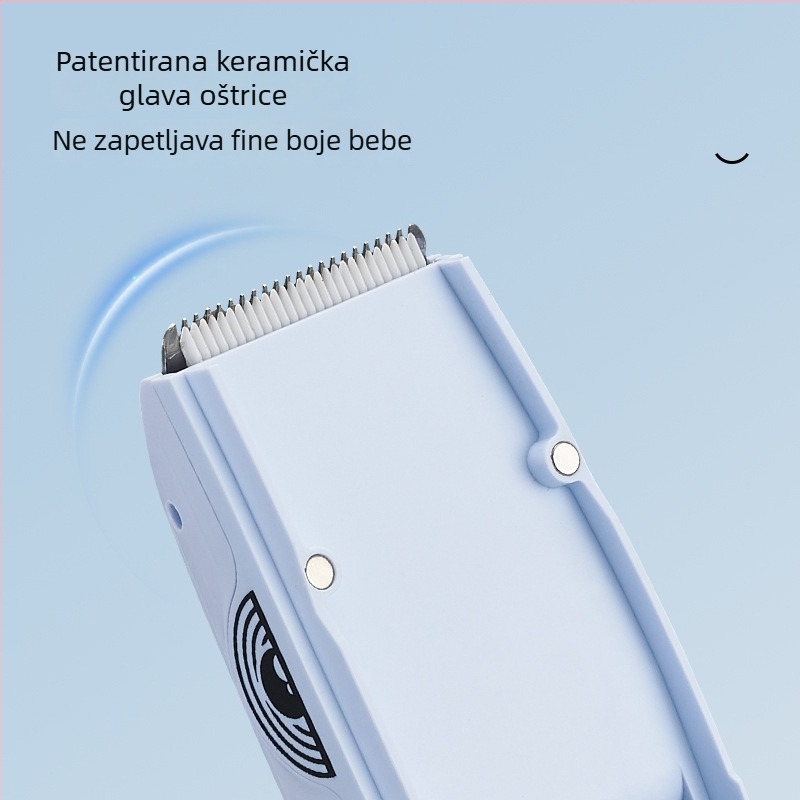 Bežični dječji šišač kose s keramičkom oštricom, tih (<36 dB), vodootporan i za pranje, s usisavanjem zraka za sigurnu njegu kose