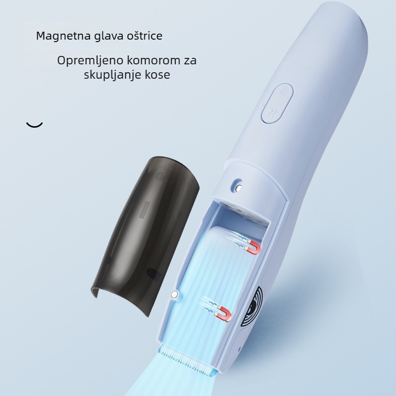 Bežični dječji šišač kose s keramičkom oštricom, tih (<36 dB), vodootporan i za pranje, s usisavanjem zraka za sigurnu njegu kose