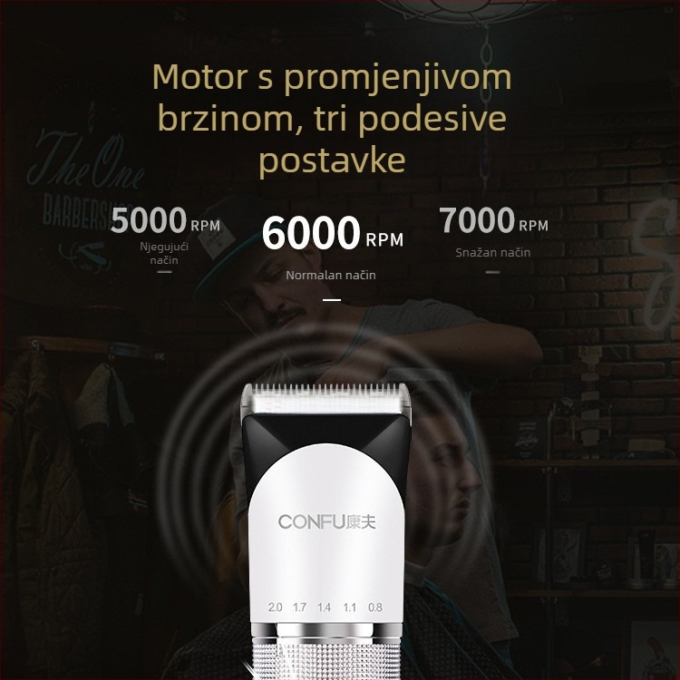 Confu kućni električni kliper za kosu s keramičnim oštricama, četkasti motor, trajanje baterije preko 12 sati, ugrađena baterija 1000–1200 mAh