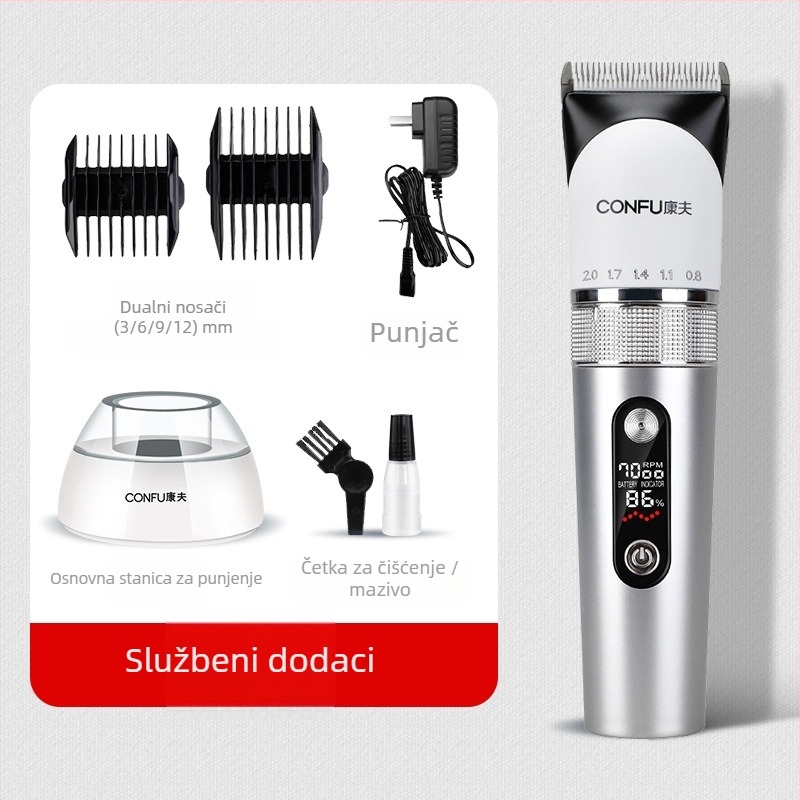 Confu kućni električni kliper za kosu s keramičnim oštricama, četkasti motor, trajanje baterije preko 12 sati, ugrađena baterija 1000–1200 mAh