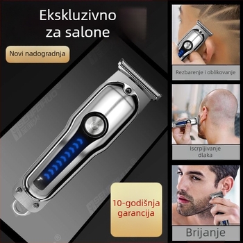 Električni šišač za kosu - ugrađena baterija 500-800 mAh; rad 3-6 h; oštrica od nehrđajućeg čelika; vodootporan; buka 36-45 dB