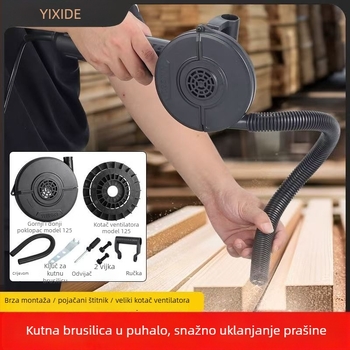 Moćan prenosni puhač prilagođen iz brusilice, pogodan za kampiranje na otvorenom i automobilsku pumpu za zrak.