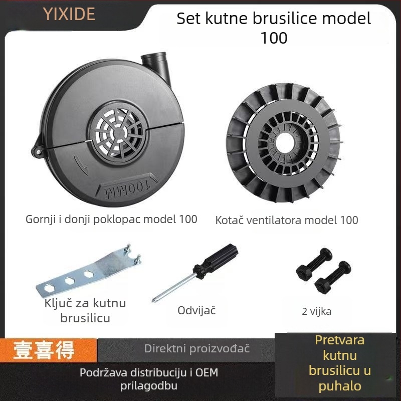 Moćan prenosni puhač prilagođen iz brusilice, pogodan za kampiranje na otvorenom i automobilsku pumpu za zrak.