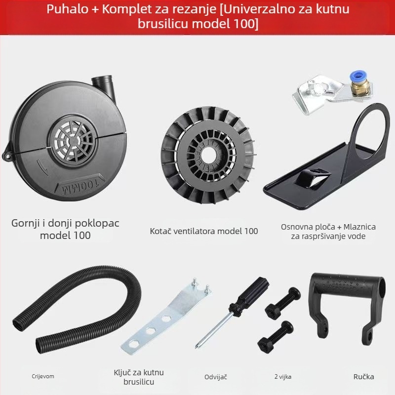 Moćan prenosni puhač prilagođen iz brusilice, pogodan za kampiranje na otvorenom i automobilsku pumpu za zrak.