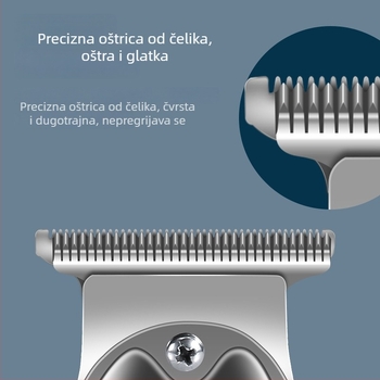 KM-1949 električni klipper s potpuno metalnim kućištem, visoke snage, punjivi, oštrica od titanij‑lijevnog legura, uklonjiva i periva glava