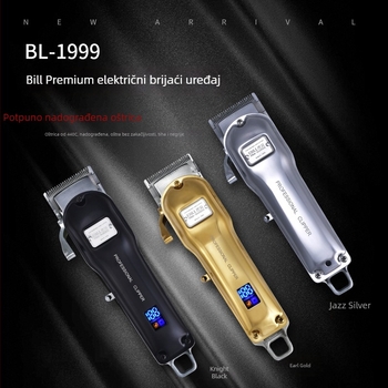 Profesionalna električna mašinica za šišanje Bill BL-1999, glava od nehrđajućeg čelika, dvostruka napajanja (punjenje/struja), 8W, četkasti motor