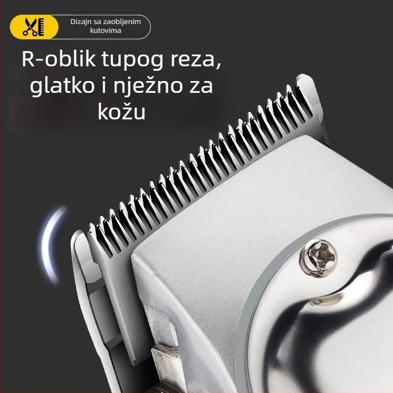 Električni stroj za šišanje kose - potpuno metalno kućište, USB punjenje s LCD zaslonom, motor bez četkica, oštrice od nehrđajućeg čelika, odvojiva i periva glava za rezanje, ugrađena baterija 1000–1200 mAh