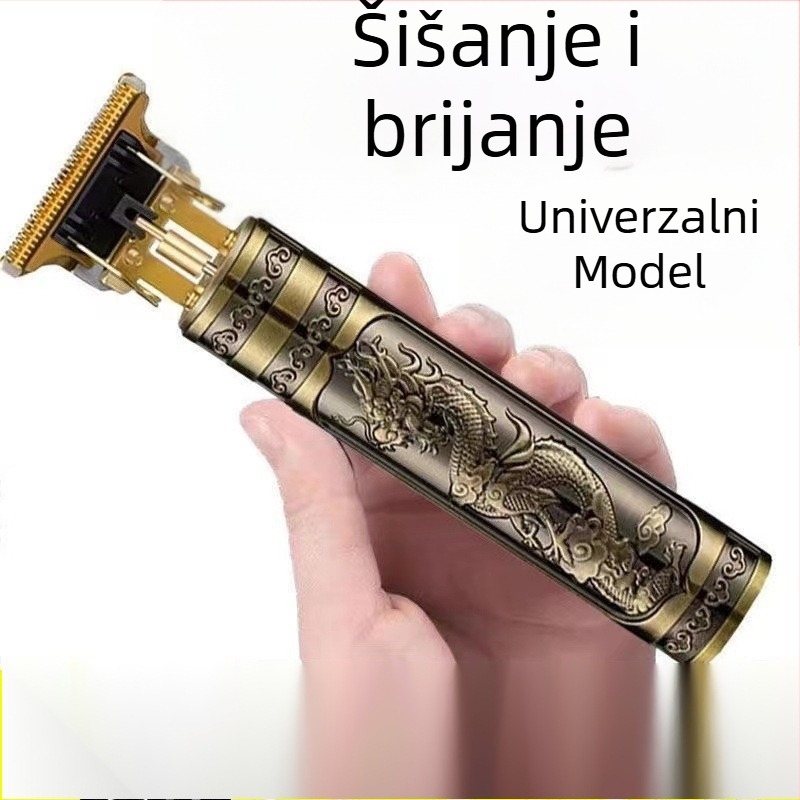 Električni uređaj za šišanje kose za kućnu upotrebu, višenamjenski trimer, četkasti motor, titanij‑legura oštrice, DC napajanje, ugrađena baterija >6000 mAh, tijelo se može oprati