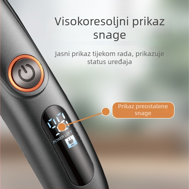 Bežični prijenosni šišač za kosu za muškarce, s bezčetkasti motorom, oštrice od titanijeve zlitine, uklonjiva i periva glava za rezanje, ugrađena baterija 300–500 mAh, trajanje rada 1–3 sata, buka ispod 36 dB