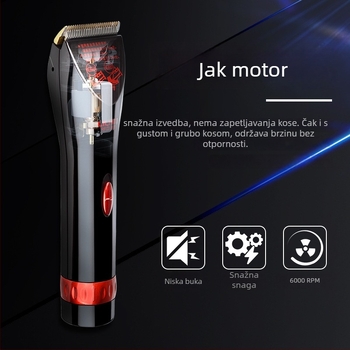 Profesionalni bežični kućni aparat za kosu s keramičkom oštricom i titanij-čeličnom konstrukcijom, dvostruko napajanje (punjenje/struja), 2200mAh Li-ion baterija, periva glava
