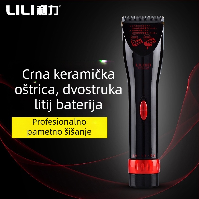 Profesionalni bežični kućni aparat za kosu s keramičkom oštricom i titanij-čeličnom konstrukcijom, dvostruko napajanje (punjenje/struja), 2200mAh Li-ion baterija, periva glava