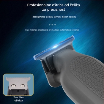Električni šišač za kosu, punjivi, bez četkica motor, nehrđajući čelik oštrica, ugrađena baterija 500–800 mAh, trajanje 1–3 sata