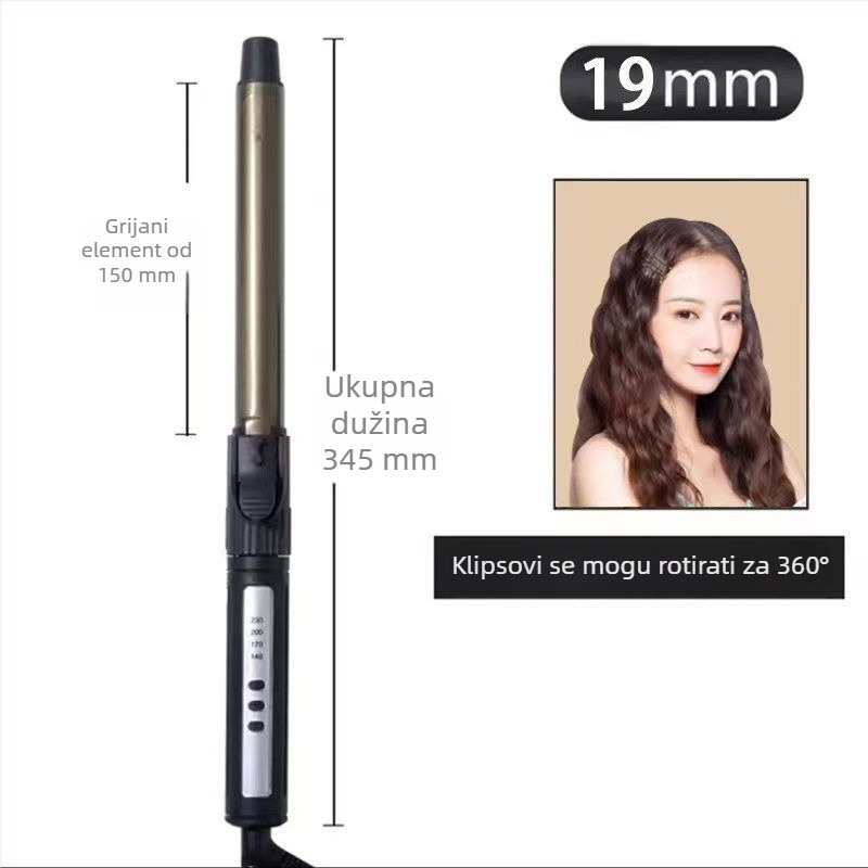 Profesionalni rotirajući uvijač za studijsko korištenje, s velikim promjerom od 31 mm ili više; 3 u 1: sušenje, kovrčanje i ravnanje; turmalinski keramički grijač; podesiva temperatura