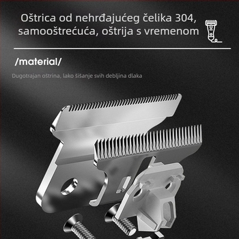 Šest u jednome muški električni podrezivač – punjivi, motor s četkicama, oštrice od nehrđajućeg čelika, odvojiva periva glava za šivanje, trajanje do 1 sat
