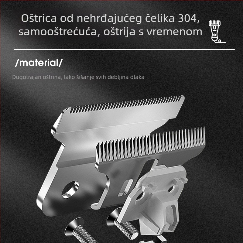 Šest u jednome muški električni podrezivač – punjivi, motor s četkicama, oštrice od nehrđajućeg čelika, odvojiva periva glava za šivanje, trajanje do 1 sat