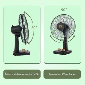 Sklopivi stolni ventilator s 3 brzine, USB napajanje, odvojiva baterija 300–500 mAh, buka ispod 36 dB