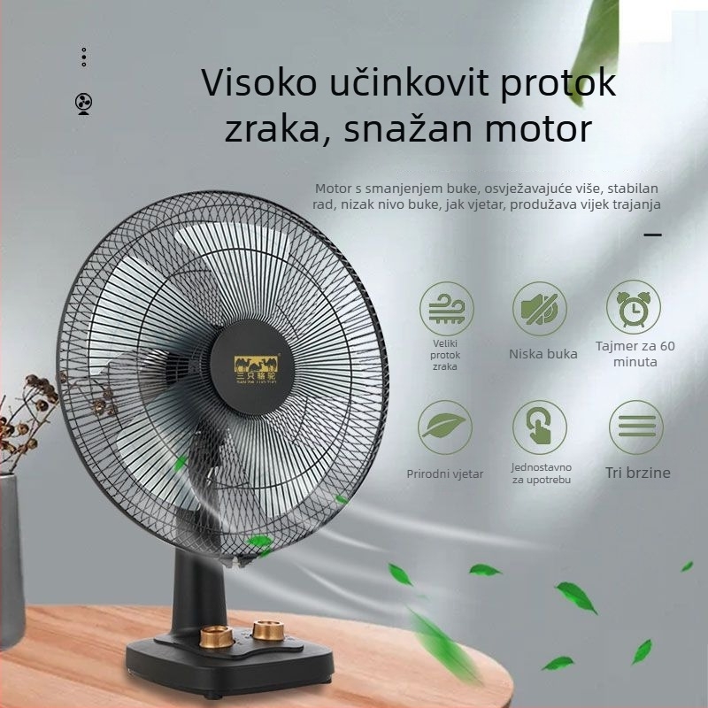 Sklopivi stolni ventilator s 3 brzine, USB napajanje, odvojiva baterija 300–500 mAh, buka ispod 36 dB