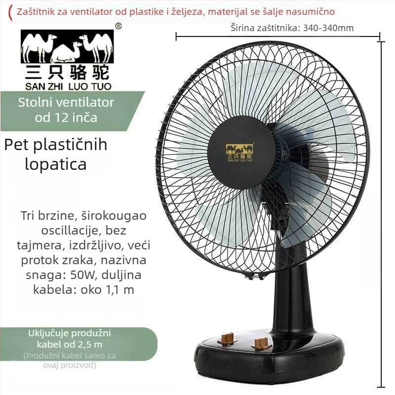 Sklopivi stolni ventilator s 3 brzine, USB napajanje, odvojiva baterija 300–500 mAh, buka ispod 36 dB