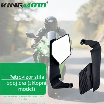 King Moto biz-59 Zrcalo za motocikl i električni skuter, kvadratno ogledalo, plastično kućište s aluminijskim kućištem, prednje i stražnje montažno, stabilno pri vibracijama