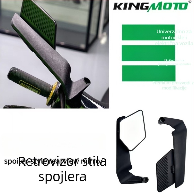King Moto biz-59 Zrcalo za motocikl i električni skuter, kvadratno ogledalo, plastično kućište s aluminijskim kućištem, prednje i stražnje montažno, stabilno pri vibracijama