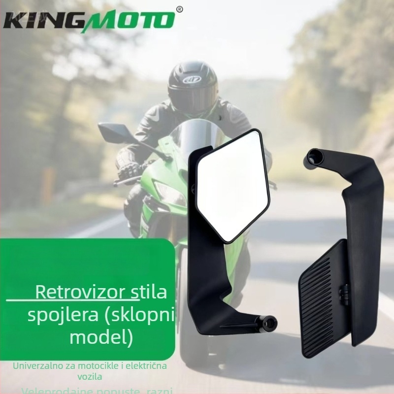 King Moto biz-59 Zrcalo za motocikl i električni skuter, kvadratno ogledalo, plastično kućište s aluminijskim kućištem, prednje i stražnje montažno, stabilno pri vibracijama