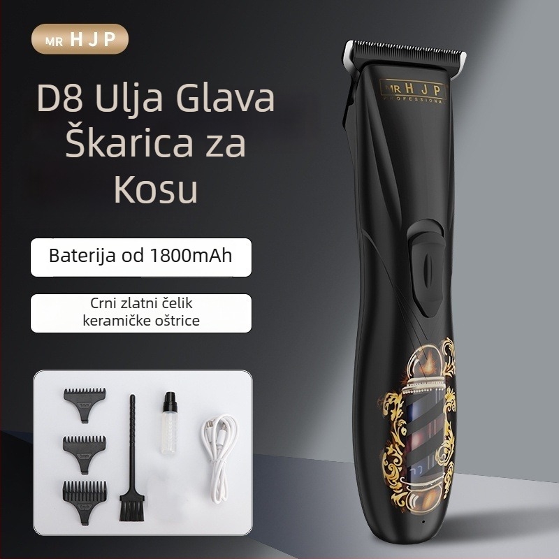 Električni škara za kosu za salon s dizajnom 0 oštrice, četkasti motor, keramička glava za rezanje, ugrađena baterija 1200–2000 mAh, radno vrijeme 3–6 h, buka 36–45 dB