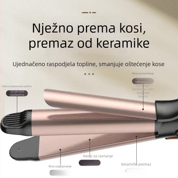 Pegla za kosu i uvijač – dvostruka funkcija, keramno grijanje, 50W, 220V, 2-stupanjaska kontrola temperature