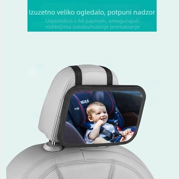 Automobilsko ogledalo za dijete za stražnje sjedalo, promatranje djeteta, crno