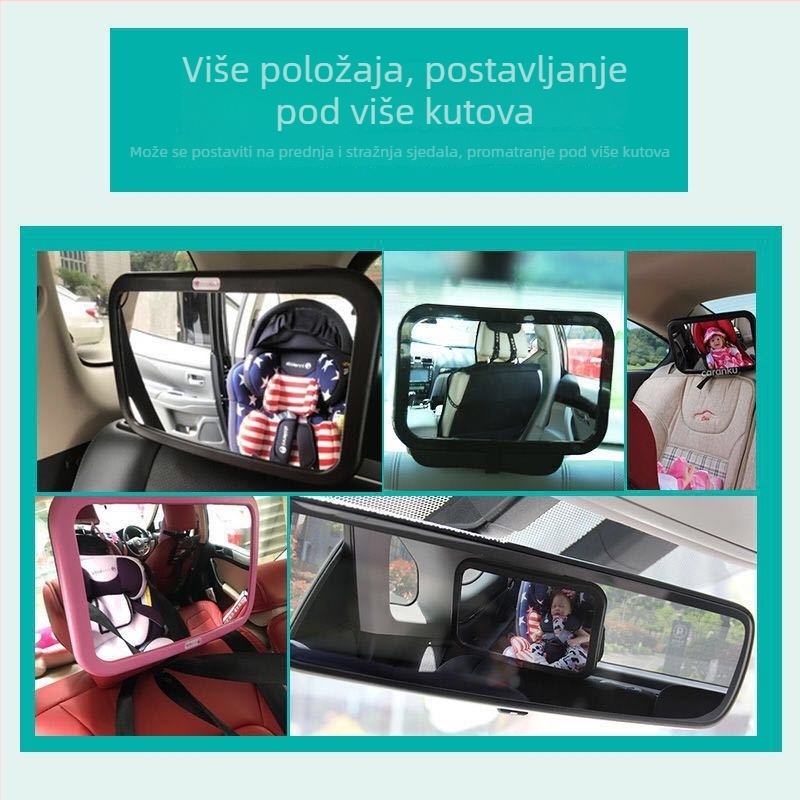 Automobilsko ogledalo za dijete za stražnje sjedalo, promatranje djeteta, crno