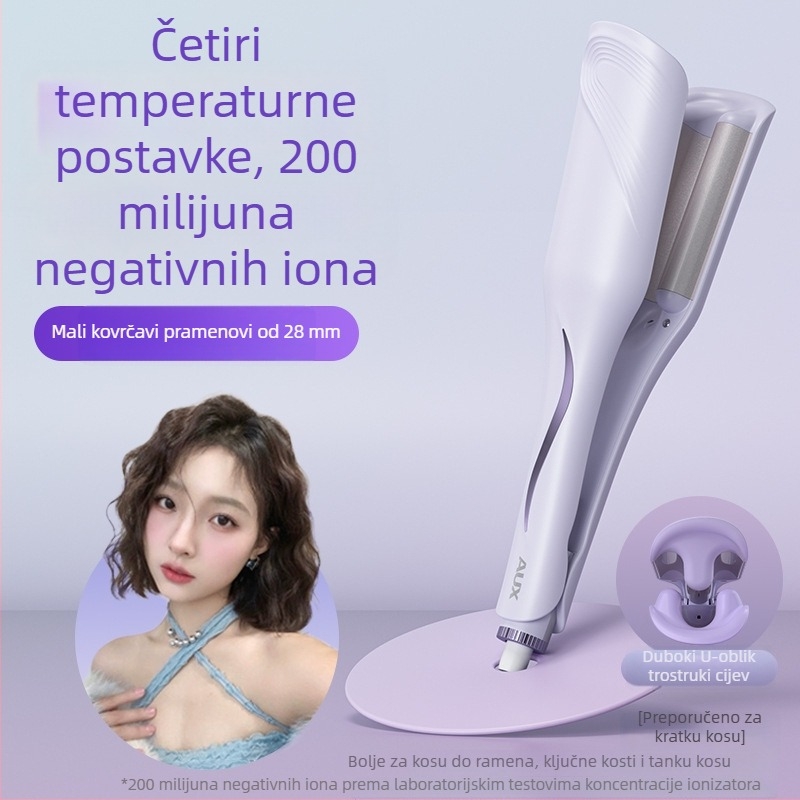 Kovrčalo za kosu s dubokim U dizajnom i jajastim valjkom, turmalinsko-keramički grijač, 100W, 220V