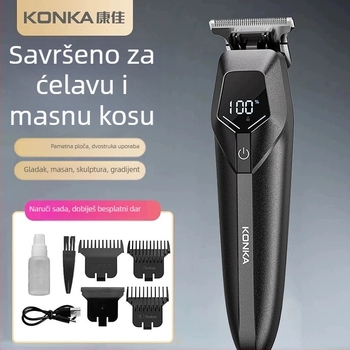 Konka električni aparat za kosu za kućnu upotrebu, punjiva, oštrice od nehrđajućeg čelika, ugrađena baterija, autonomija 1–3 sata, tih rad ispod 36 dB