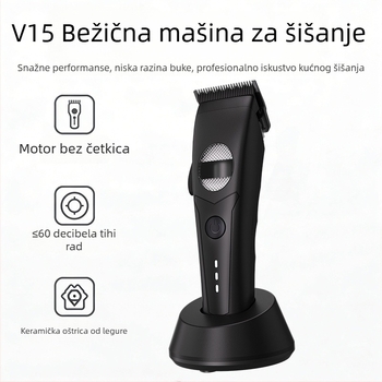 Kosački stroj s bazom za punjenje, bežični električni trim za odrasle, profesionalni brijač-kliper, brushless motor, keramičke oštrice, ugrađena baterija 2000–4000 mAh