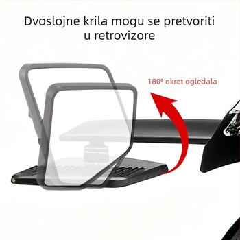 Zrcalo retrovizor za Qianjiang Sai 350/600/600RS/800/150 – kućište od aluminijske legure, kvadratno staklo, ortodontski način ugradnje