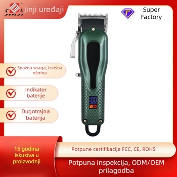 Profesionalni kliper za kosu s oštricama od nehrđajućeg čelika, punjivi, ugrađena baterija, trajanje rada 3–6 h, buka 46–70 dB