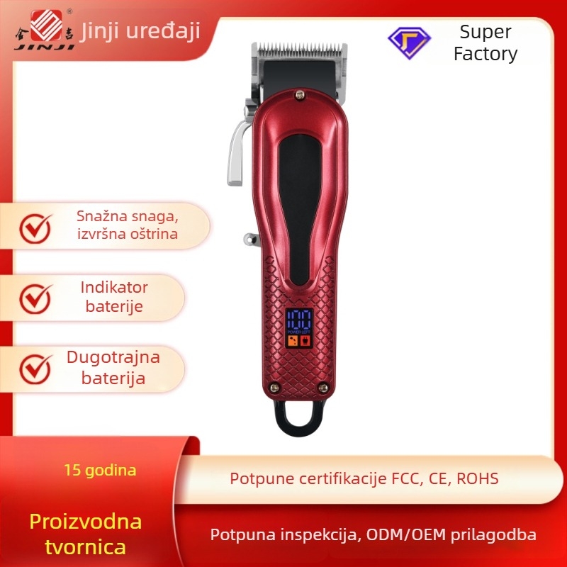 Profesionalni kliper za kosu s oštricama od nehrđajućeg čelika, punjivi, ugrađena baterija, trajanje rada 3–6 h, buka 46–70 dB