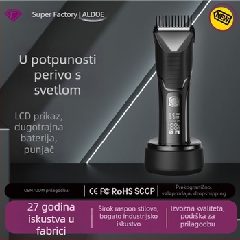 Muški trimer za tijelo - Punjivi, vodootporan (četkasti motor, nože od nehrđajućeg čelika, ≤36 dB)