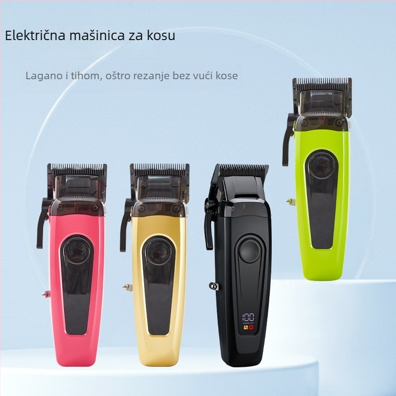 Profesionalni bežični električni šišač kose s brushless motorom, model 106A, oštrice od titanijskog legura, odvojiva i periva glava, 10W, punjivi, trajanje baterije 2,5 sati.