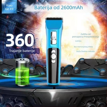 Električna mašinica za šišanje kose X9 s tri brzine i oštricom od nehrđajućeg čelika, ugrađena baterija 2000–4000mAh, periva