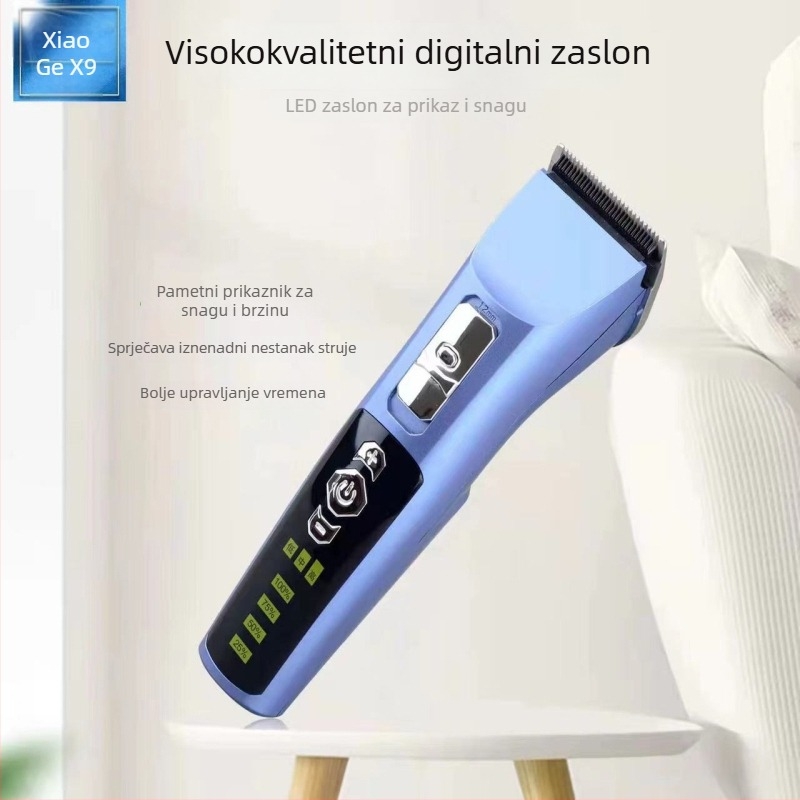 Električna mašinica za šišanje kose X9 s tri brzine i oštricom od nehrđajućeg čelika, ugrađena baterija 2000–4000mAh, periva