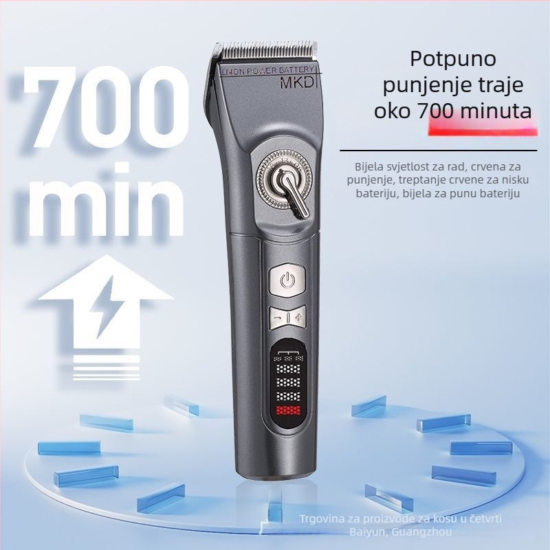 Mekadi električni stroj za šišanje kose - profesionalna razina salona, ugrađena baterija 4000-6000 mAh, četkasti motor, oštrice od nehrđajućeg čelika, tih rad (<=36 dB), vodootporan