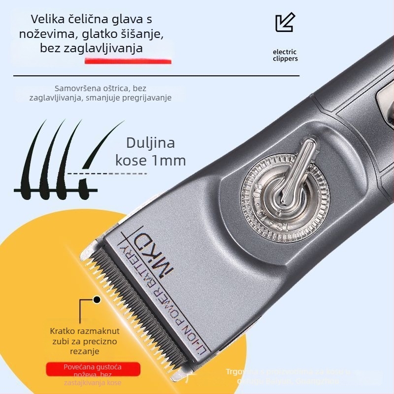 Mekadi električni stroj za šišanje kose - profesionalna razina salona, ugrađena baterija 4000-6000 mAh, četkasti motor, oštrice od nehrđajućeg čelika, tih rad (<=36 dB), vodootporan