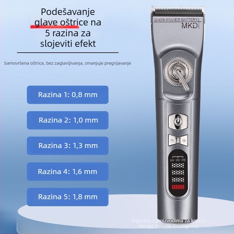 Mekadi električni stroj za šišanje kose - profesionalna razina salona, ugrađena baterija 4000-6000 mAh, četkasti motor, oštrice od nehrđajućeg čelika, tih rad (<=36 dB), vodootporan