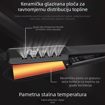 Super King turmalin-keramička ploča 31 mm+ 2-u-1 uređaj za ravnanje i kovrčanje kose, AC napajanje, mokro/suvo, 15 razina regulacije temperature