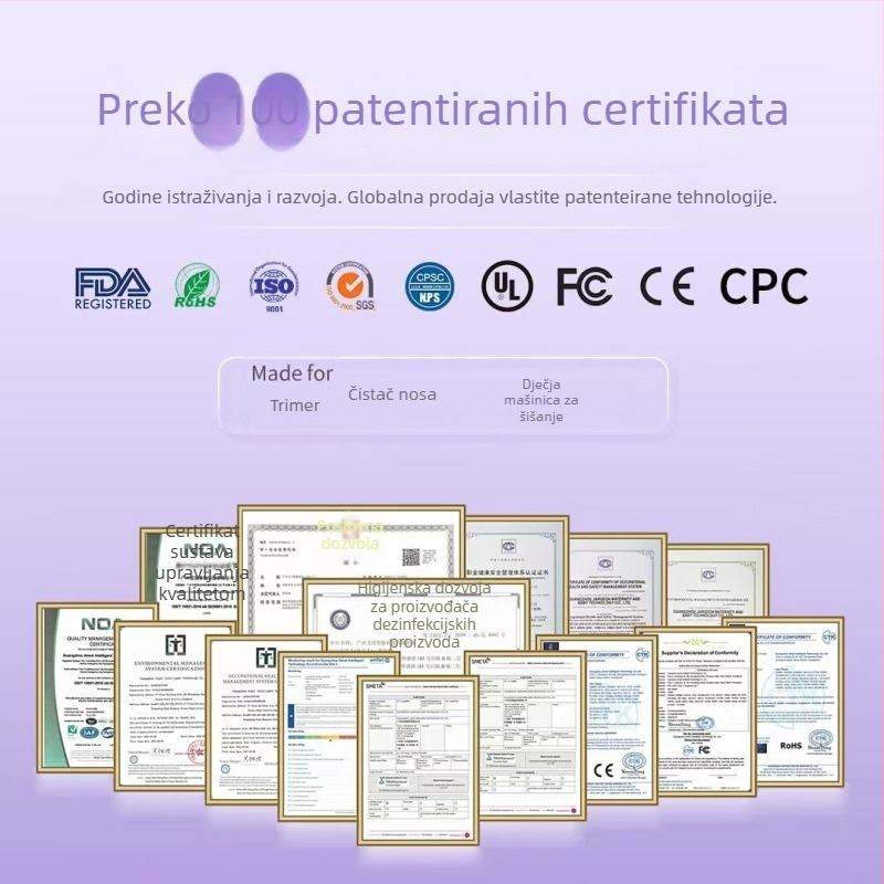 Električni kliper za tijelo sa keramnim oštricama, vodootporan, ugrađena baterija 500–800 mAh, radno vrijeme 1–3 h, odvojiva i periva glava