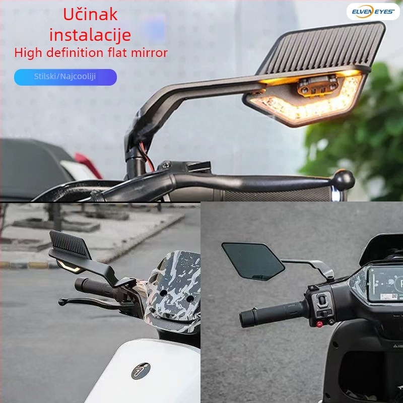 Retrovizor za Kawasaki Street Bike s žmigavcima, kvadratni ogledalo, aluminijska legura, kompatibilan sa Z400/Z650/Z900/Z1000/ZH2