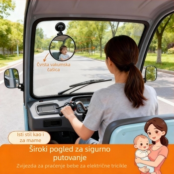 Unutarnji retrovizor za automobil, s vakuumskim držačem, širokim vidnim poljem, konveksnom površinom, protivodsjaj, za električni tricikl, model 37H